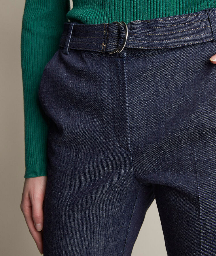 Pantalon en denim ceinturé amandine rinse.