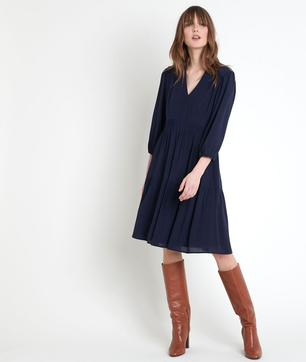 Robe en cr&ecirc;pe marine minette marine.