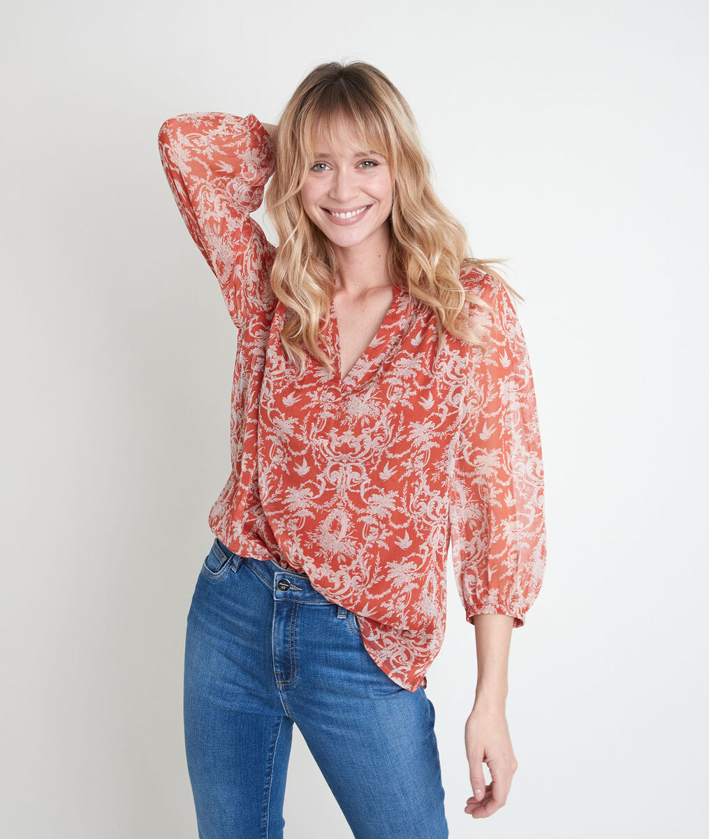 Blouse orange imprimée Elsa | 1-2-3 Blouse orange imprimée Elsa PhotoZ | 1-2-3