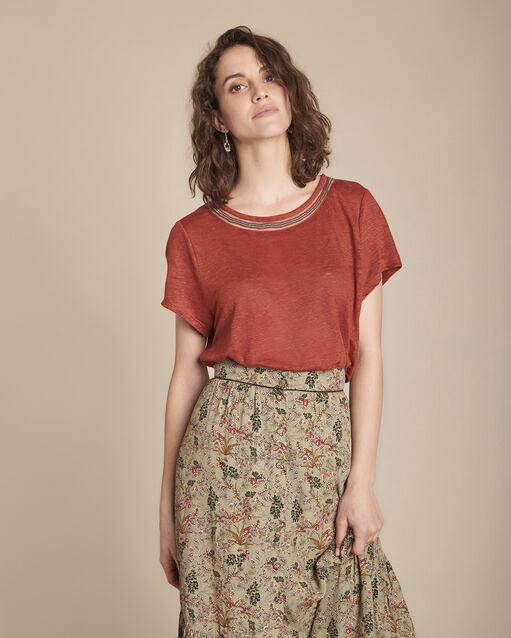 Tee-shirt acajou en lin Panette (1) - Maison 123