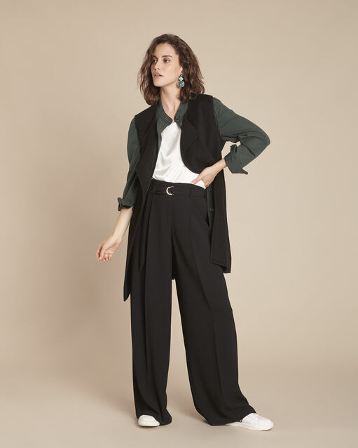 Gilet noir double face en laine m&eacute;lang&eacute;e tahira noir.