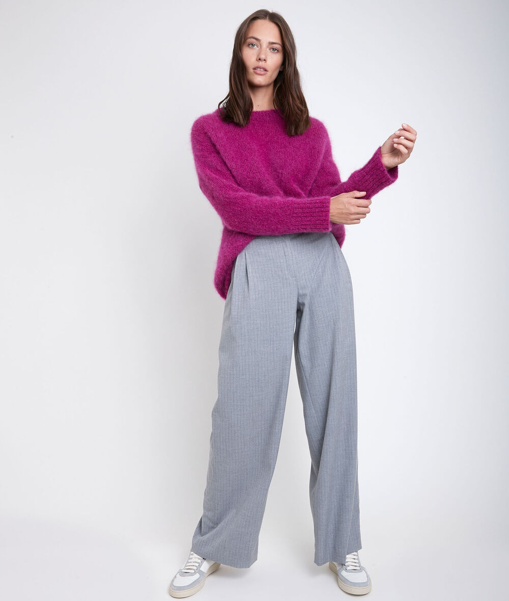 Pantalon large rayé gris marcel gris pale.