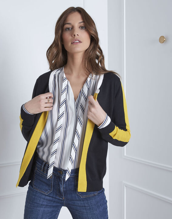 Cardigan noir esprit graphique Amsterdam | 1-2-3 Cardigan noir esprit graphique Amsterdam PhotoZ | 1-2-3