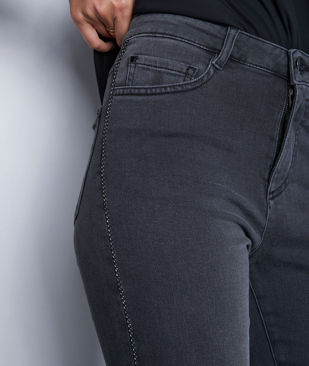 Slim en coton gris foncé nora avec détail lurex gris fonce.