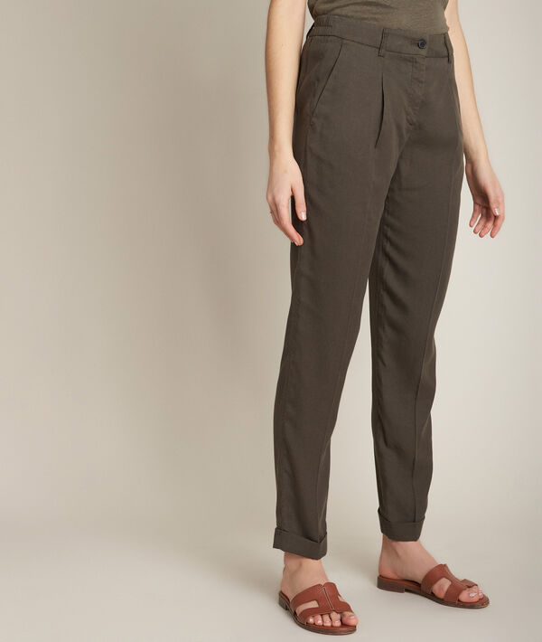 Pantalon chino kaki en Lyocell Idylle | 1-2-3 Pantalon chino kaki en Lyocell Idylle PhotoZ | 1-2-3