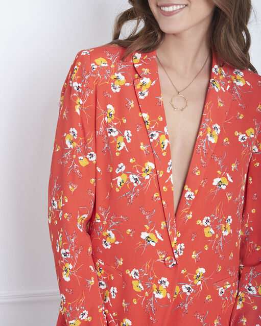 Veste rouge imprimé fleur farley geranium.
