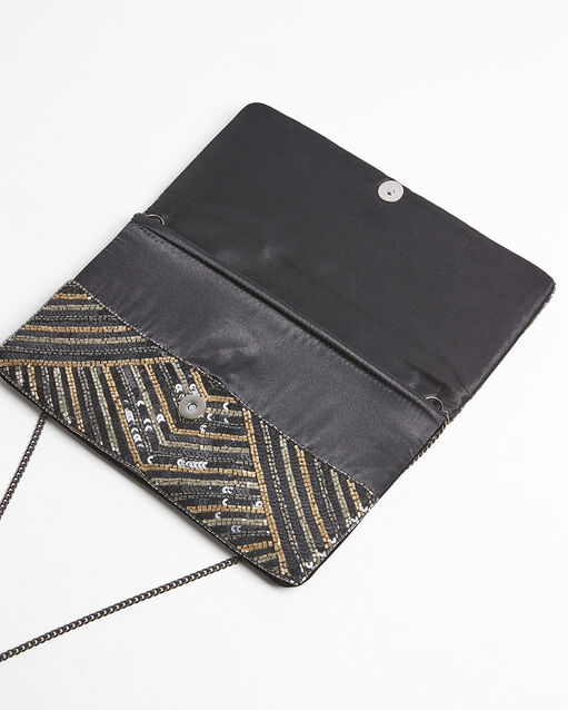 Pochette noire à sequins idéal noir.