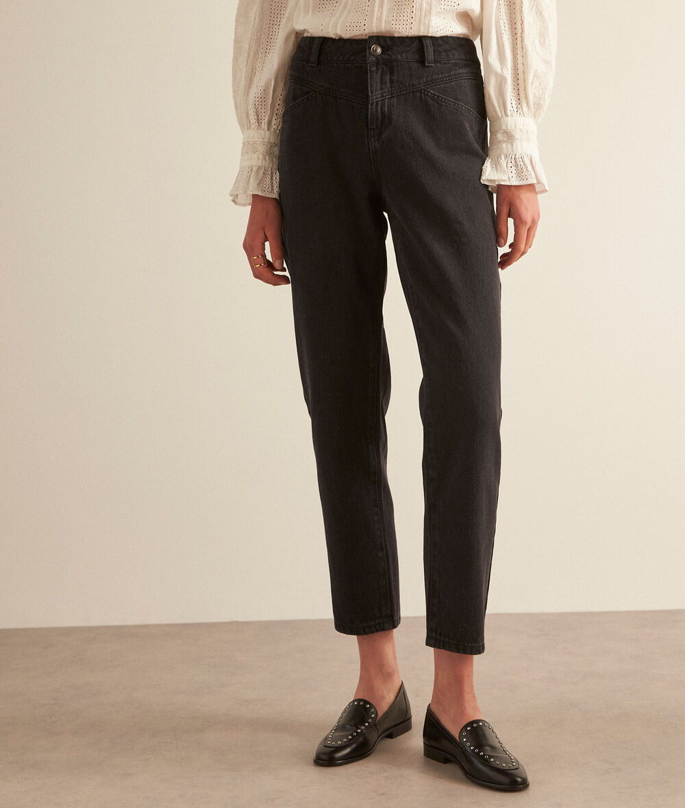 Jean chino noir en coton PATTY Femme Maison 123