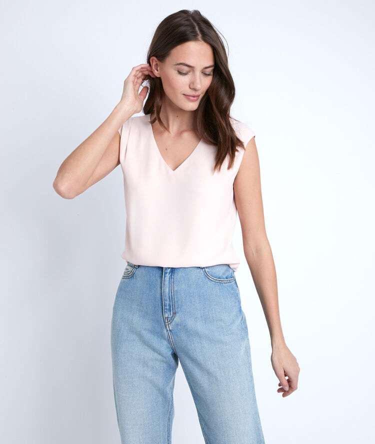 Nudefarbene bluse aus bimaterial neptune nude.