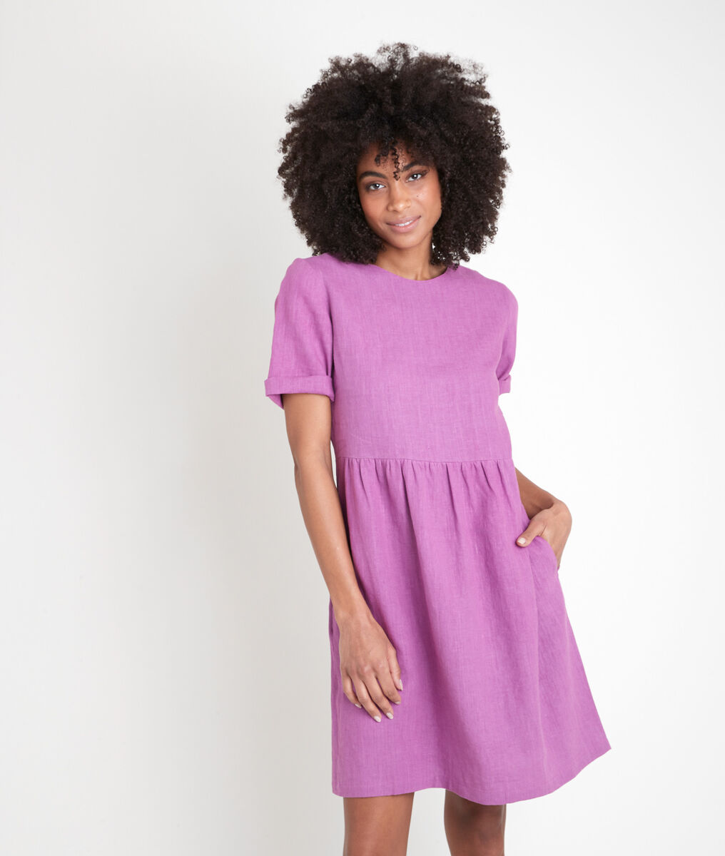 Robe en lin certifié violette Latoya | 1-2-3 Robe en lin certifié violette Latoya PhotoZ | 1-2-3