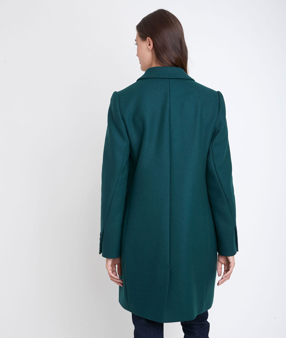 Manteau en laine droit émeraude plume emeraude.