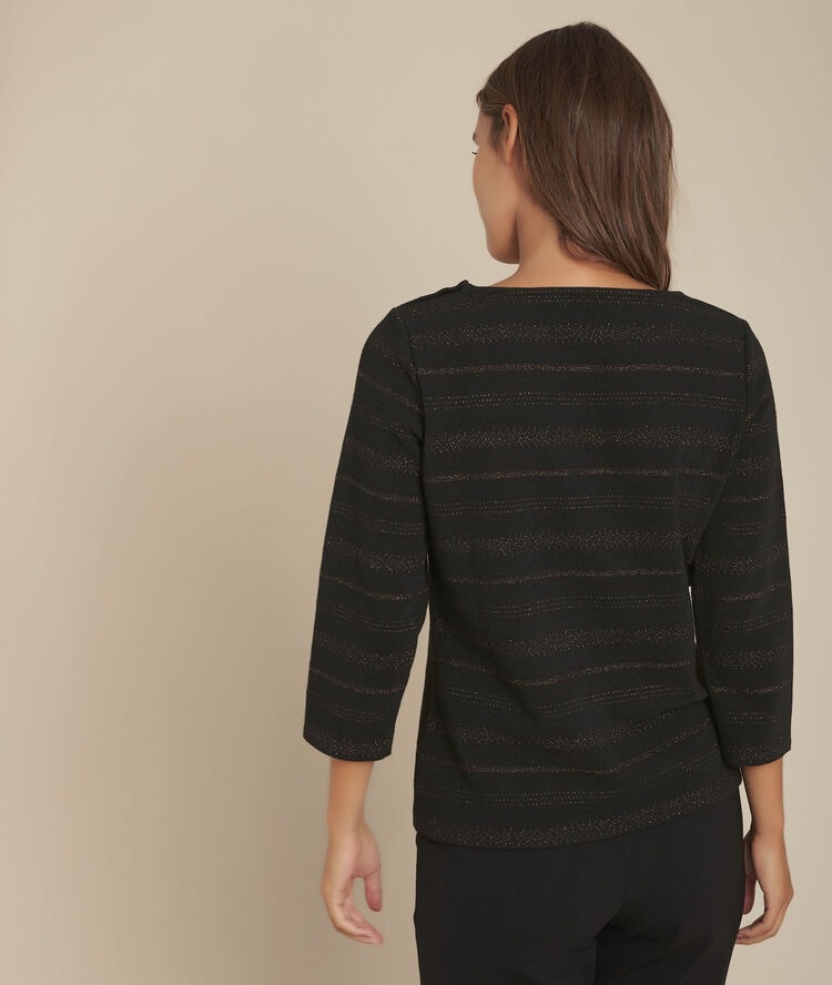 Tee-shirt rayé en lurex charmant noir.