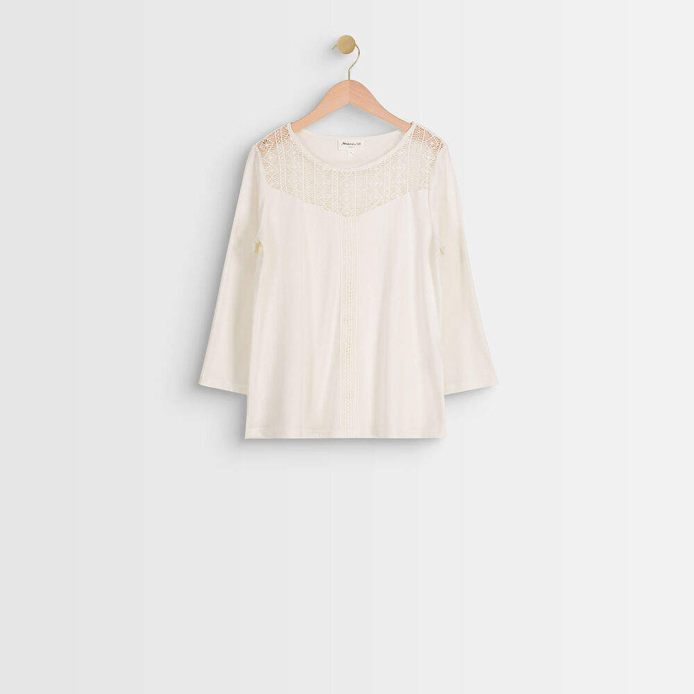 Tee-shirt en dentelle roxie ecru.