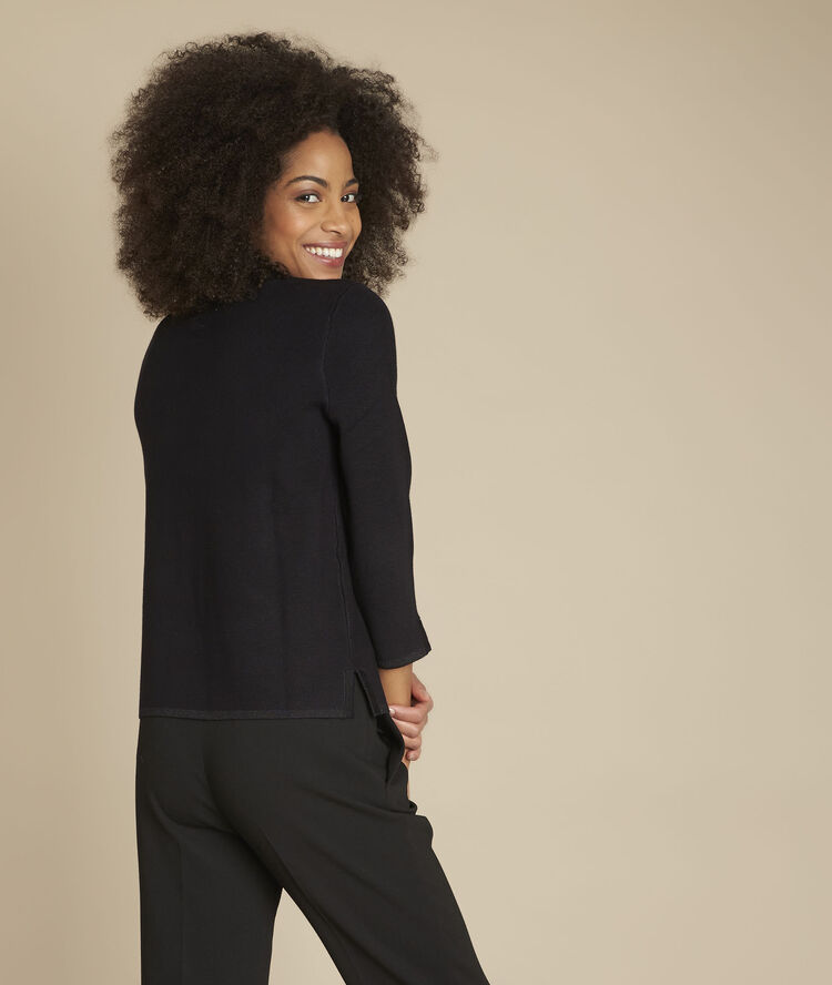 Pull col à strass fauve noir.