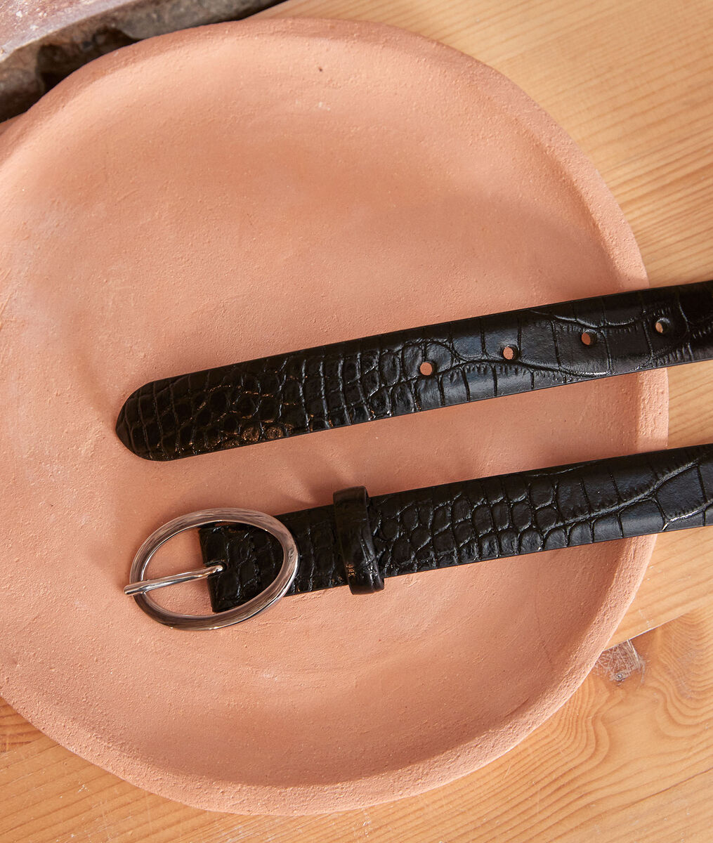 Ceinture en cuir croco noire Erika | 1-2-3 Ceinture en cuir croco noire Erika PhotoZ | 1-2-3