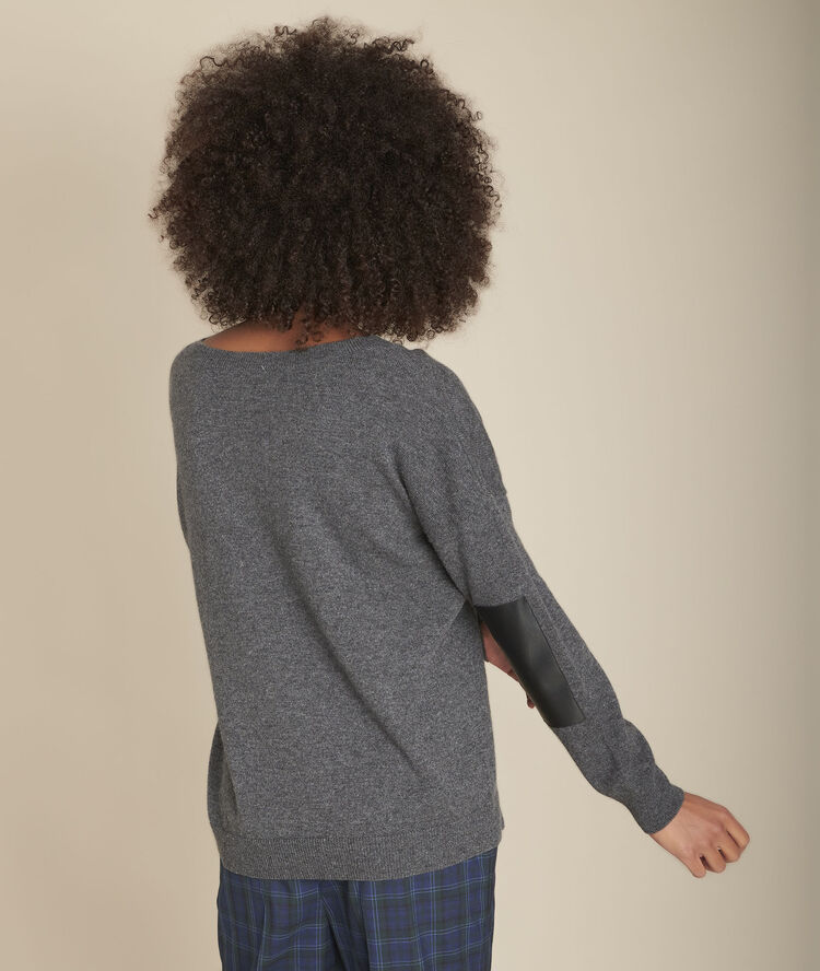Pull en laine et cachemire gris chiné figuier anthracite.