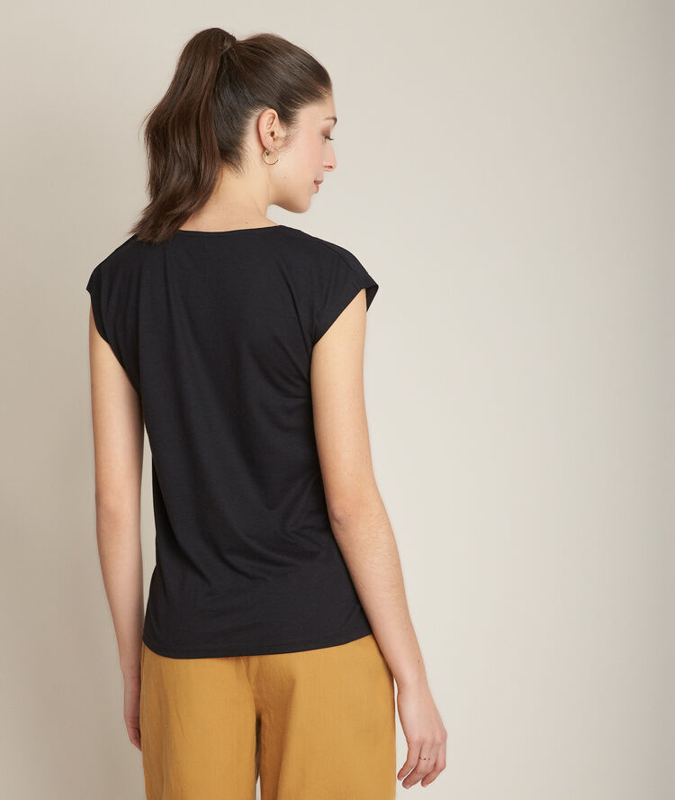 Tee-shirt noir encolure fantaisie remix noir.