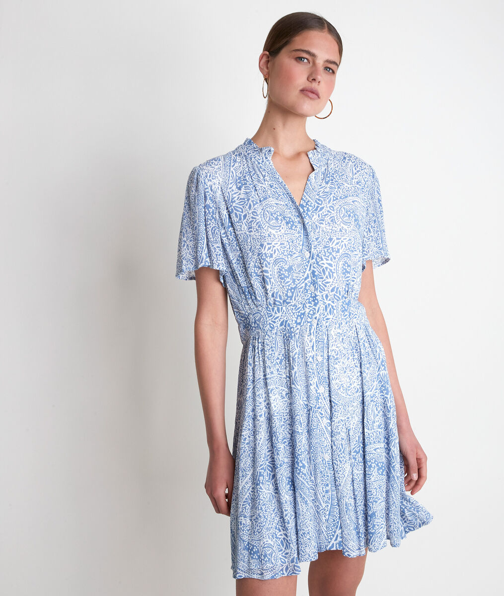 Robe courte imprimée bleu ciel Leonie | 1-2-3 Robe courte imprimée bleu ciel Leonie PhotoZ | 1-2-3