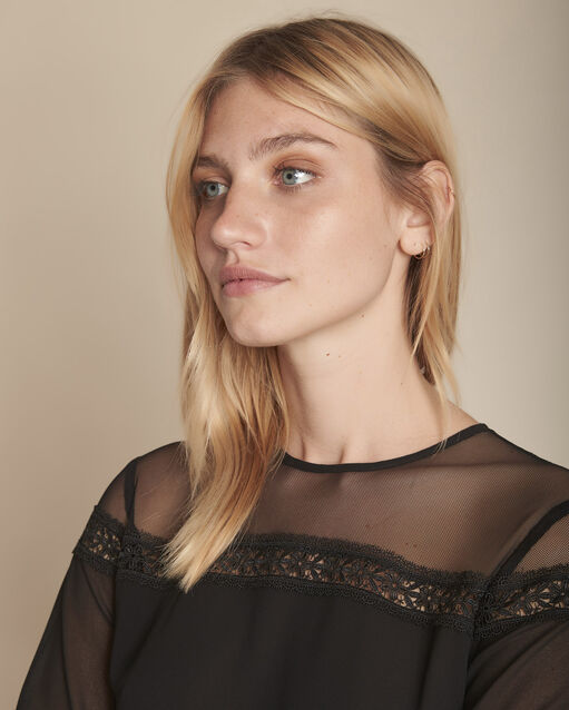Robe noire en tulle brodée renee noir.