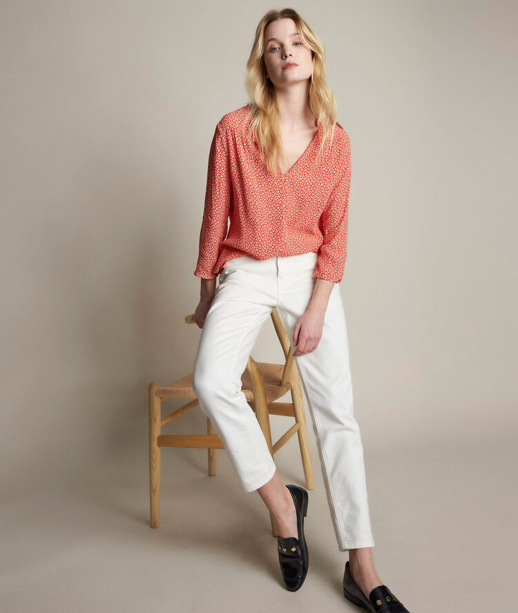 Bluse mit print eclipse mohnrot.