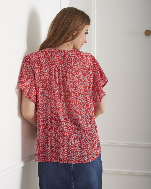 Blouse rouge imprimé brillant valencia geranium.