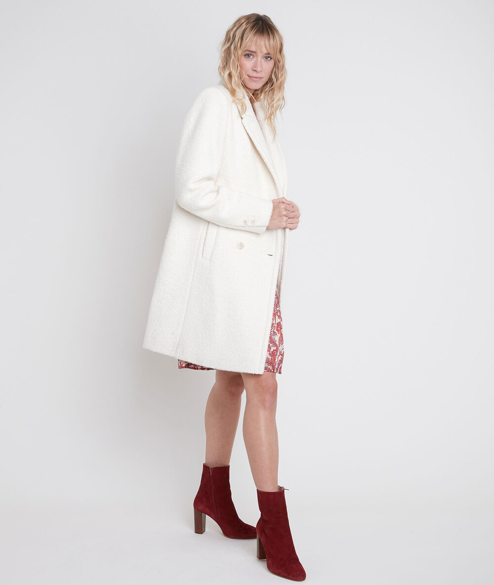 Manteau laine bouclette jeff ecru.