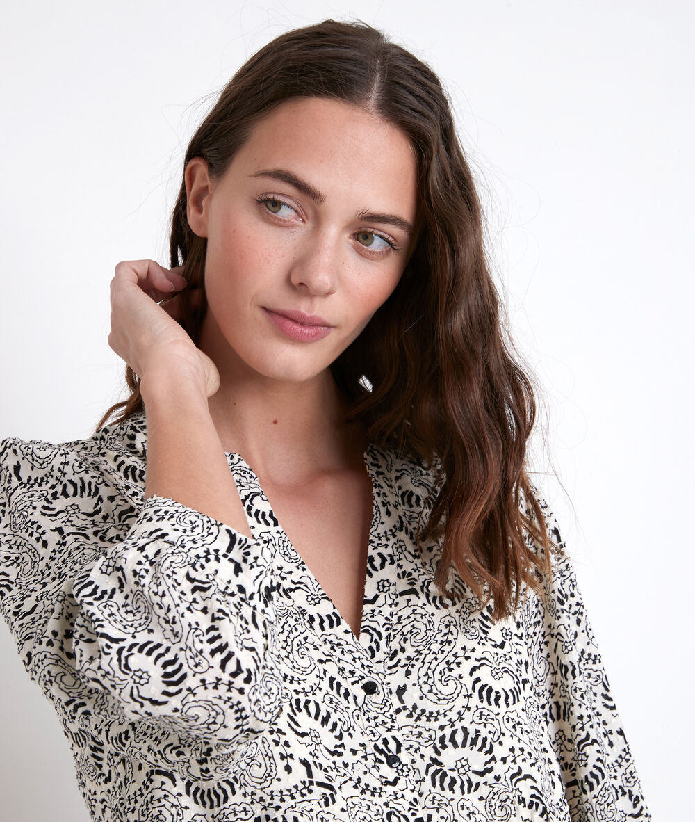 Robe écrue imprimée calypso ecru.