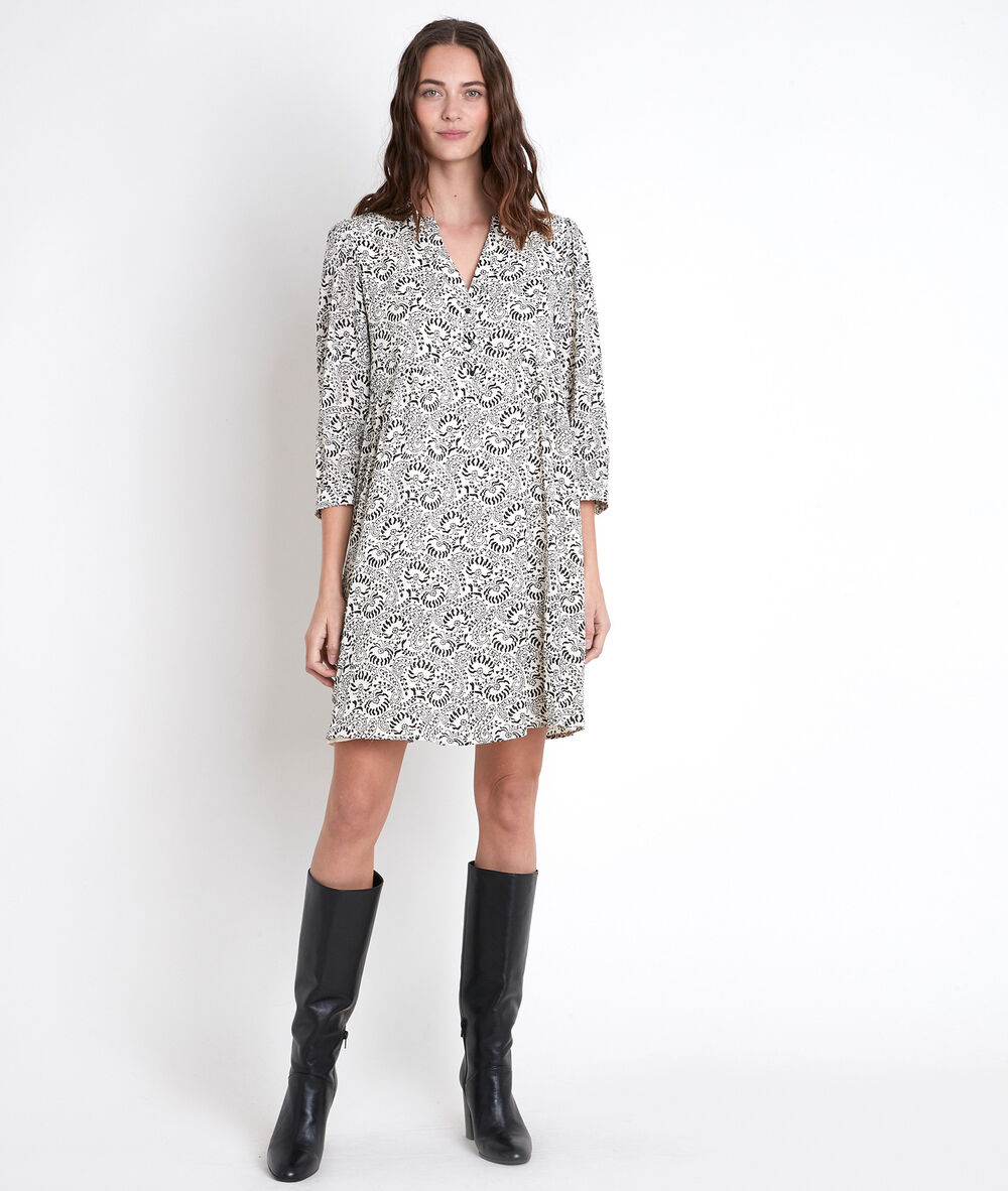 Robe &eacute;crue imprim&eacute;e calypso ecru.