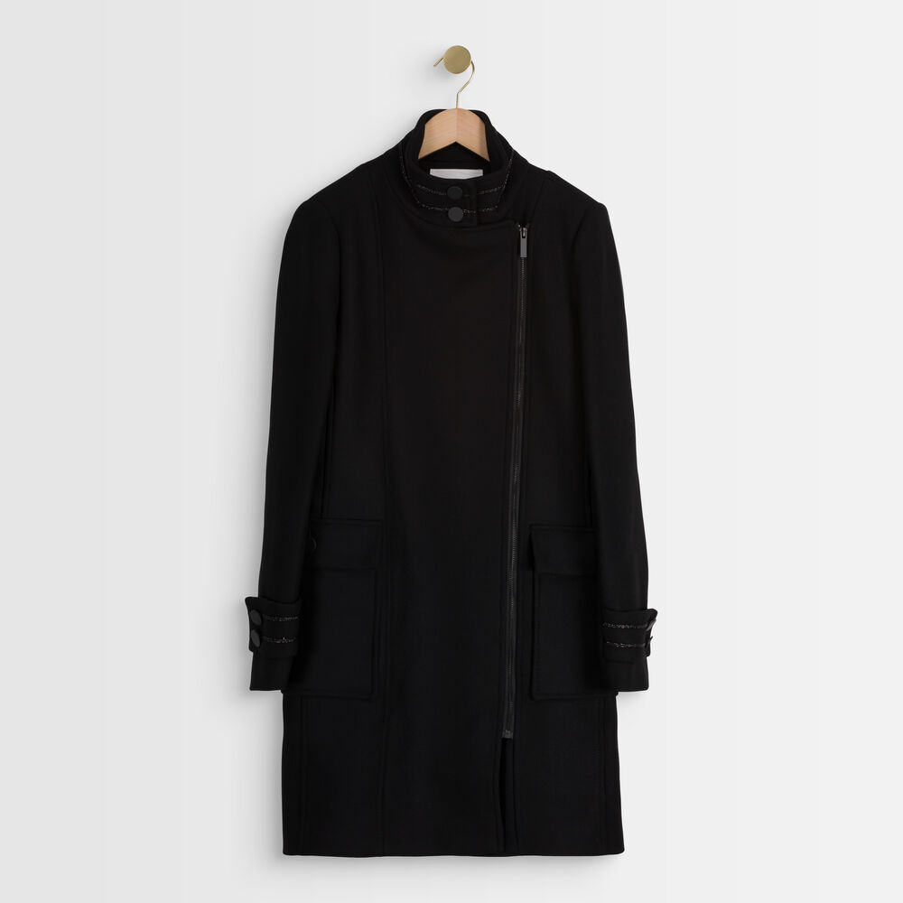Manteau en laine recyclée osaka noir.
