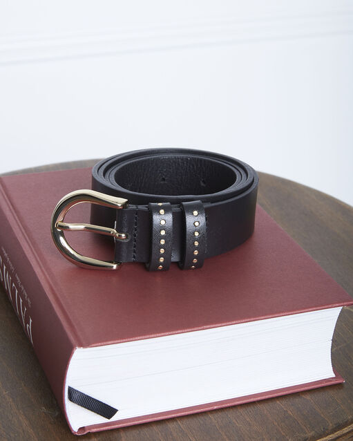 Ceinture en cuir noire &agrave; clous arock noir.