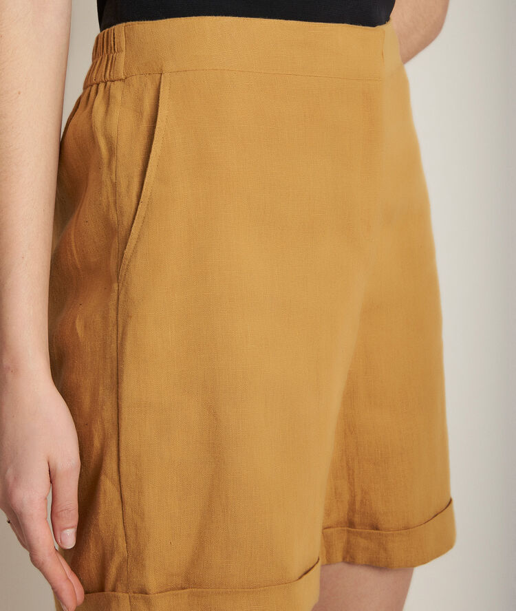 Short en lin ocre iago craie.