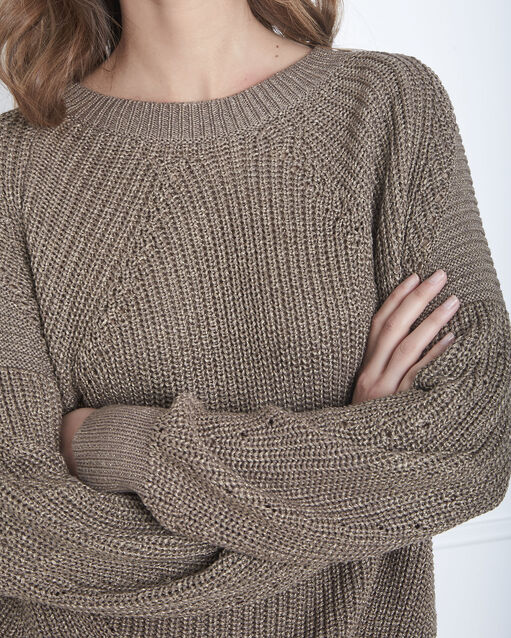Khakifarbener lurex-pullover atlas olivgrün.