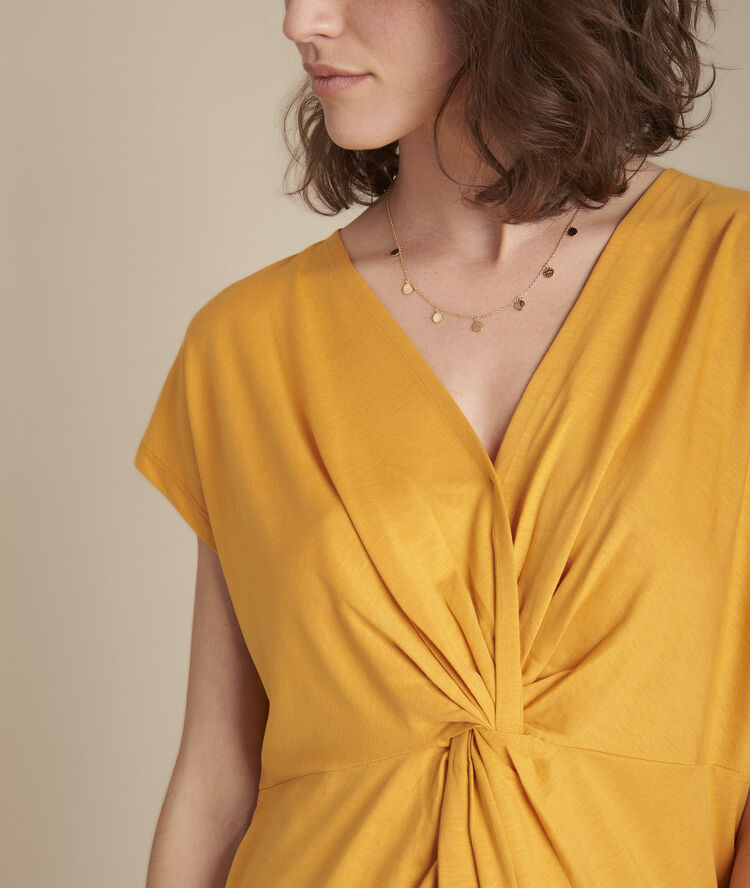 Tee-shirt cache-coeur jaune carine soleil.