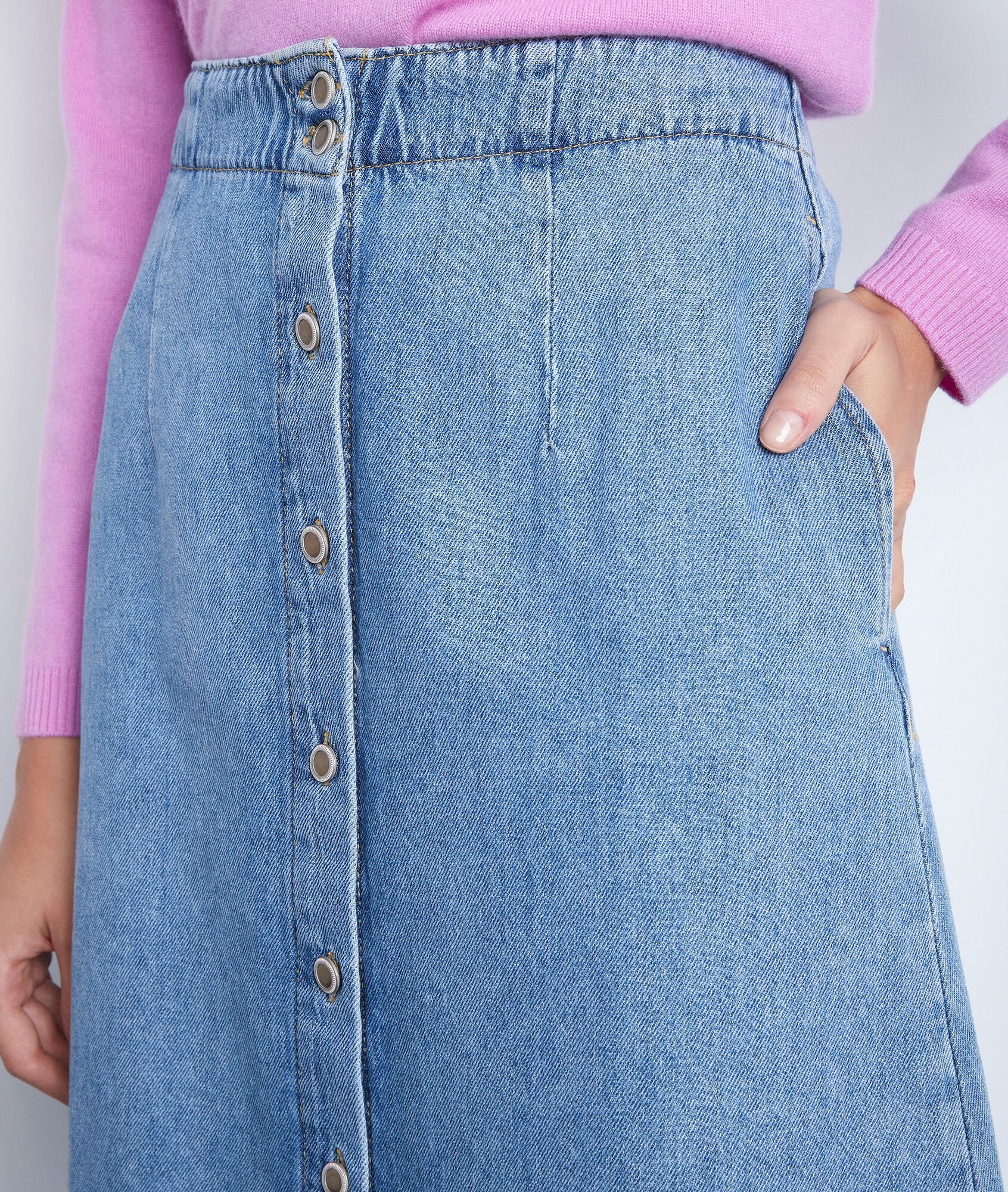 jupe en jean mi longue