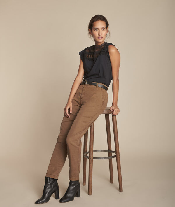 Pantalon marron cigarette en tencel Edgar | 1-2-3 Pantalon marron cigarette en tencel Edgar PhotoZ | 1-2-3