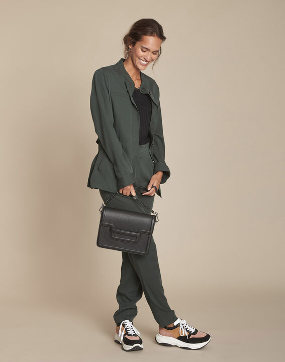 Veste vert foncé fluide boutonnée Birgit | 1-2-3 Veste vert foncé fluide boutonnée Birgit PhotoZ | 1-2-3