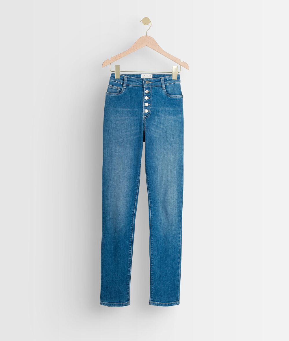 Jean slim en coton bio et recyclé bleu denim nara stone used.