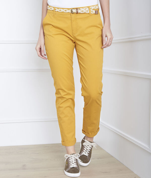 Pantalon jaune chino ceinture fantaisie Francis | 1-2-3 Pantalon jaune chino ceinture fantaisie Francis PhotoZ | 1-2-3