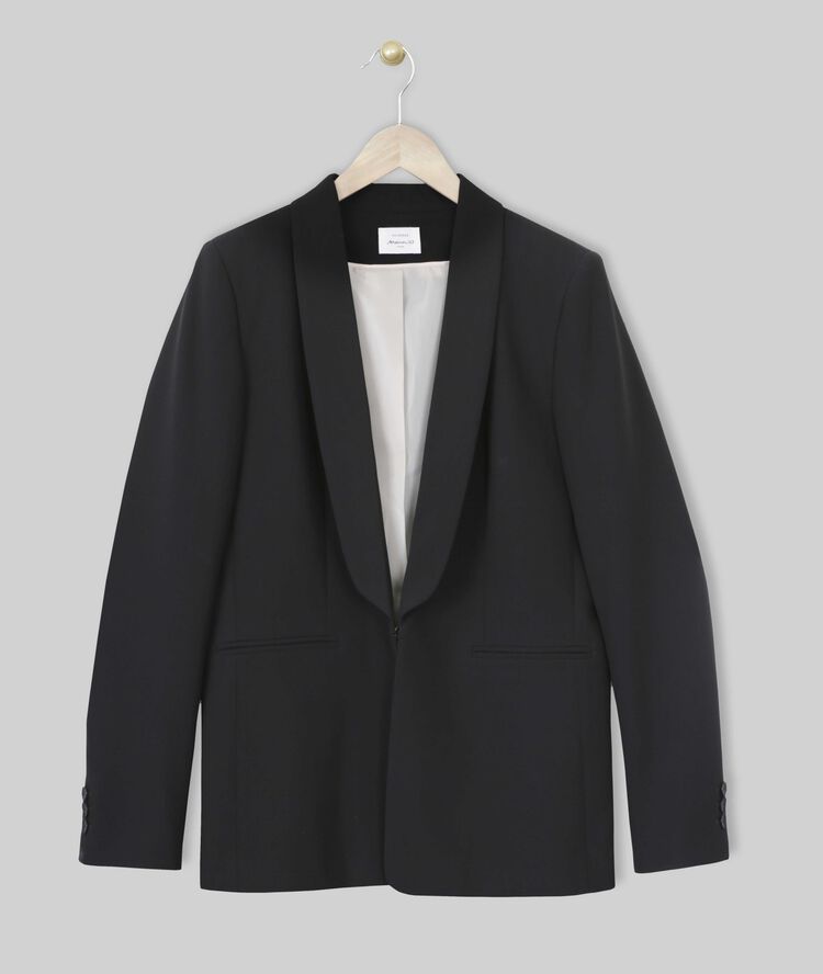 Veste noire microfibre col chale stella noir.
