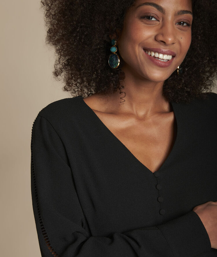 Robe noire à boutons recouverts isaure noir.