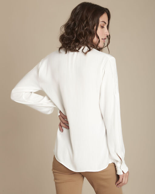 Blouse fluide détails volants maylis ecru.