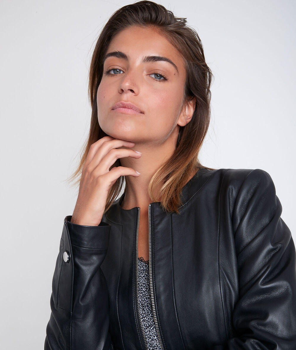 Veste en cuir noire livia noir.