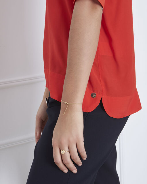 Blouse rouge col v fluide virginie geranium.