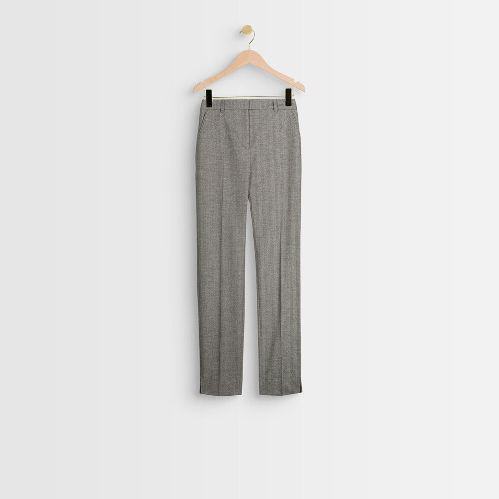 Pantalon cigarette à chevrons min gris perle.