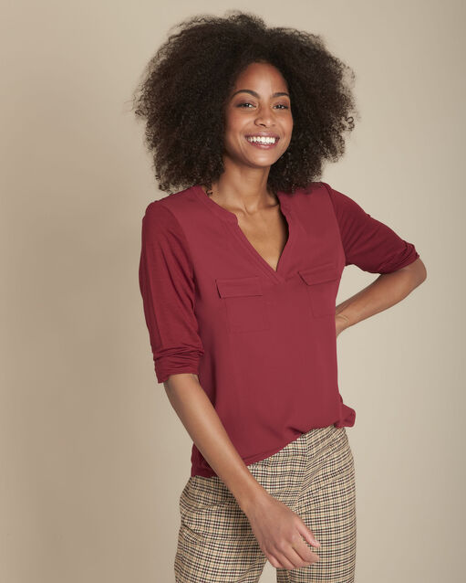 Blouse bimatière col tunisien Genna (1) - Maison 123