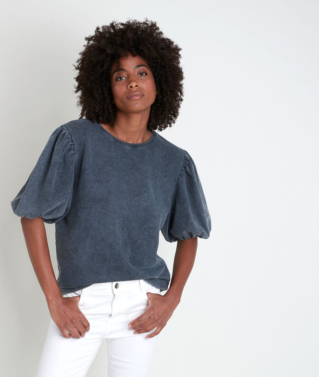 Top gris à manches bouffantes Inaya | 1-2-3 Top gris à manches bouffantes Inaya PhotoZ | 1-2-3