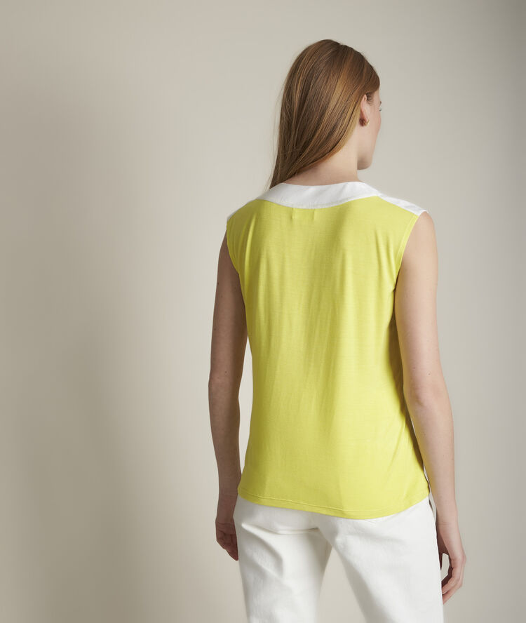 Top bimatière jaune elisa ecru.