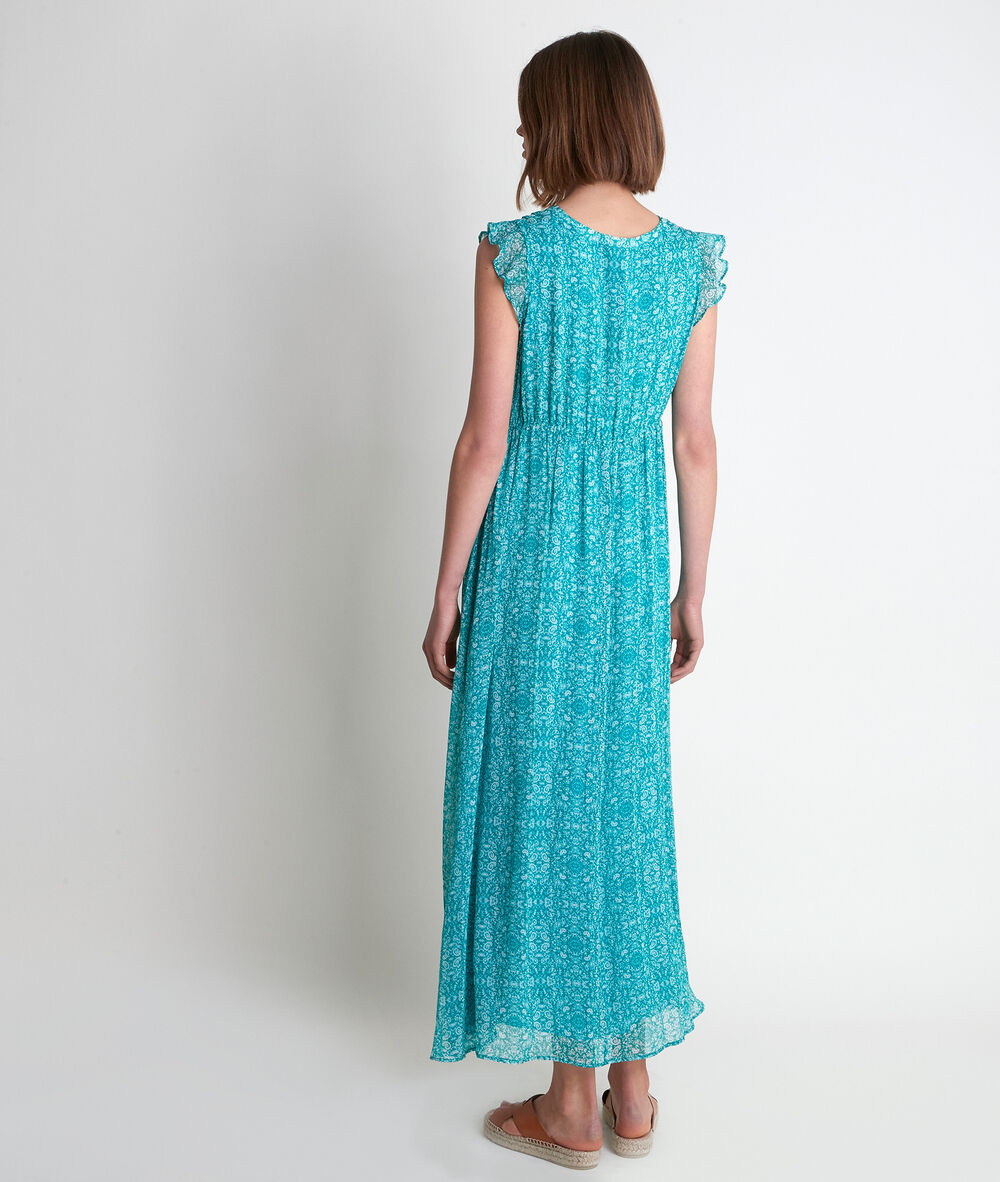Robe longue imprimée turquoise nao turquoise.