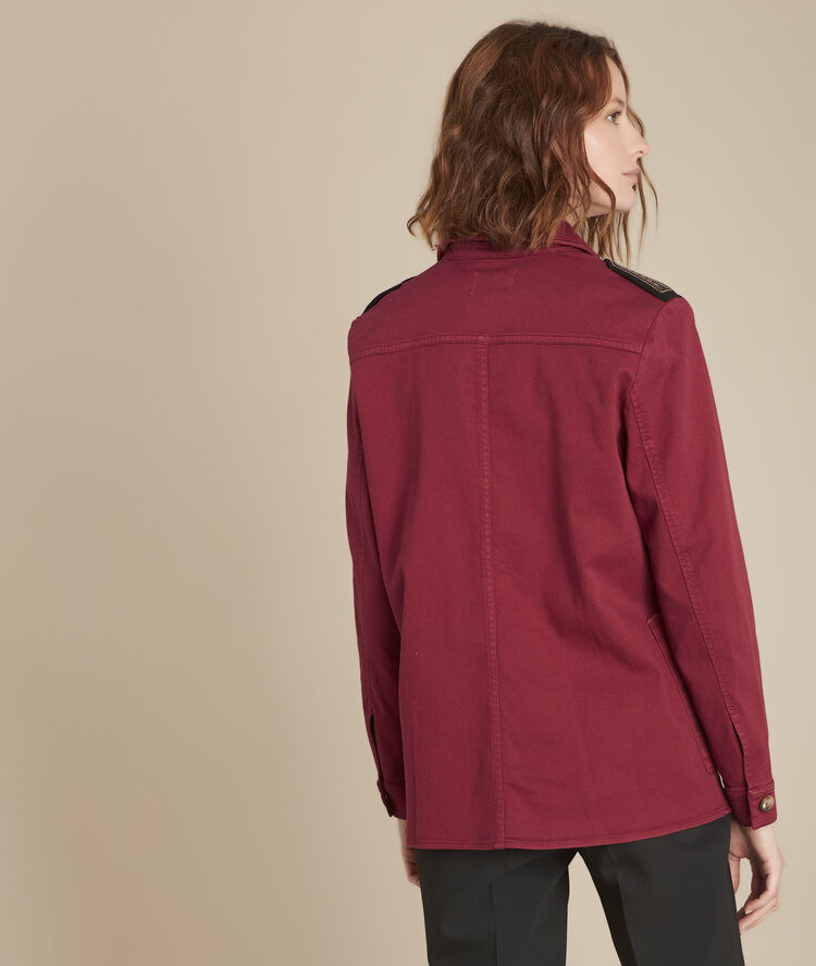 Veste évasée merlot biscuit bordeaux.