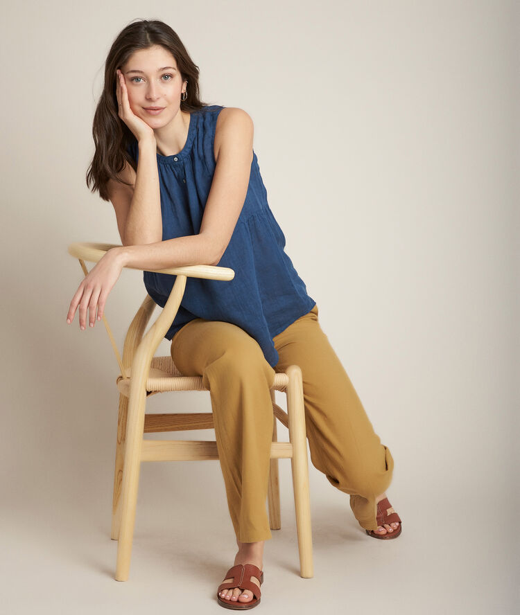 Top indigo en lin eloane indigo fonce.